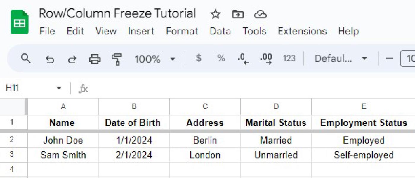 How to freeze Rows/Columns in Google Sheet